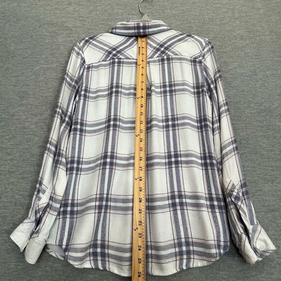 Rails Hunter Plaid Shirt Small Boyfriend Button Up White Blush Patriot Rayon Top - Picture 6 of 11